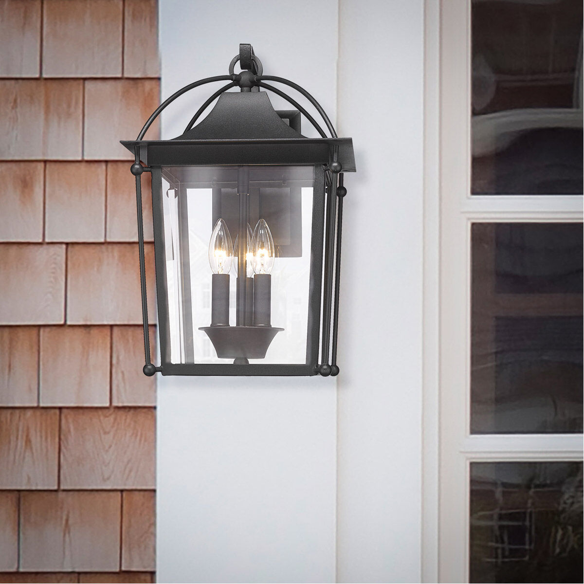 Brigham 3 Light 11 inch Natural Black Outdoor Wall Light, Large